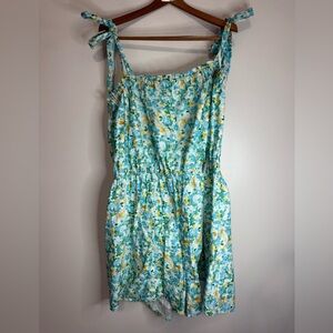 White Birch NWT Floral Print Tie-Strap Romper in size 2X